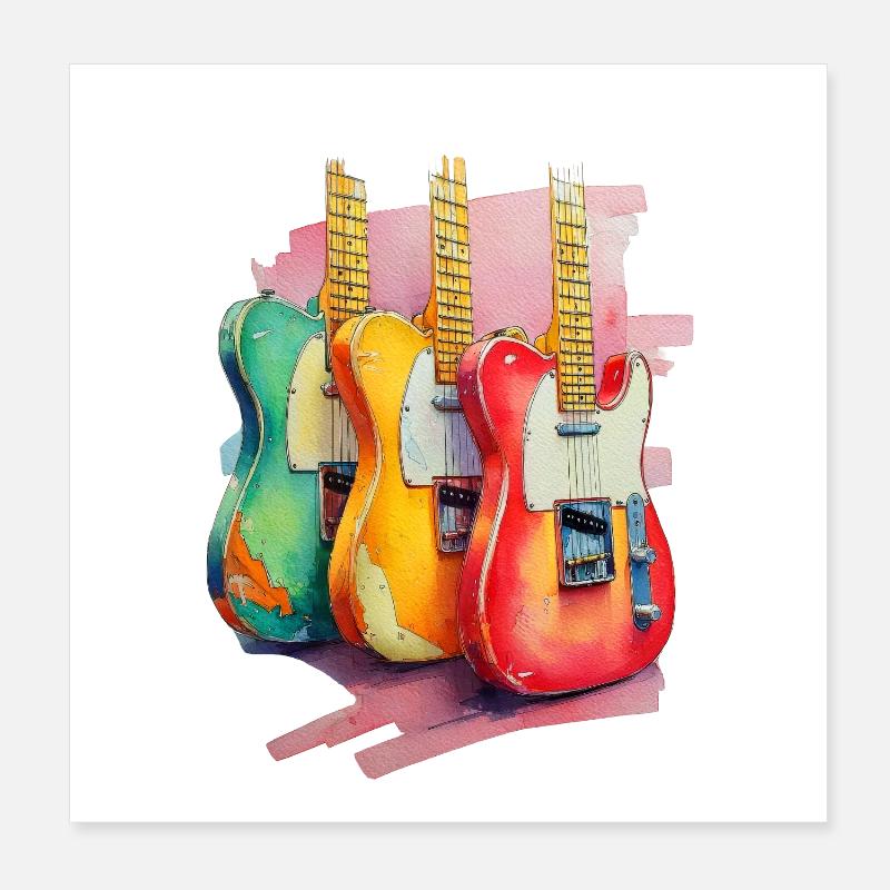 3 Gitarren Poster 20x20 cm