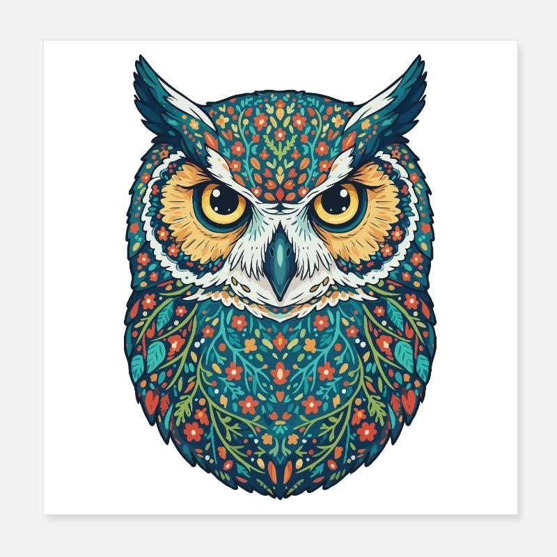 Hibou coloré Poster 20 x 20 cm