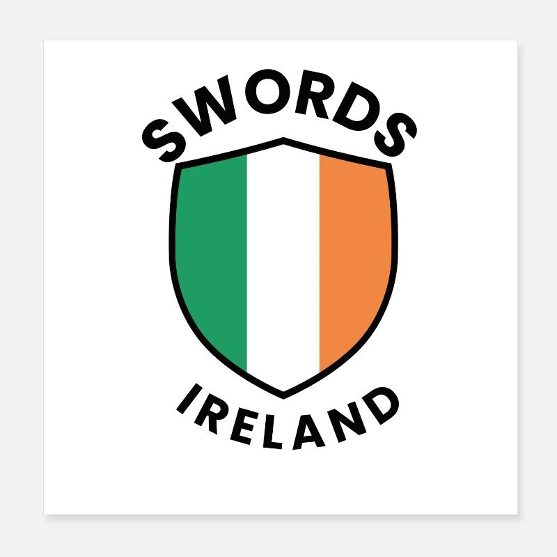 Bouclier irlandais avec épées Poster 20 x 20 cm