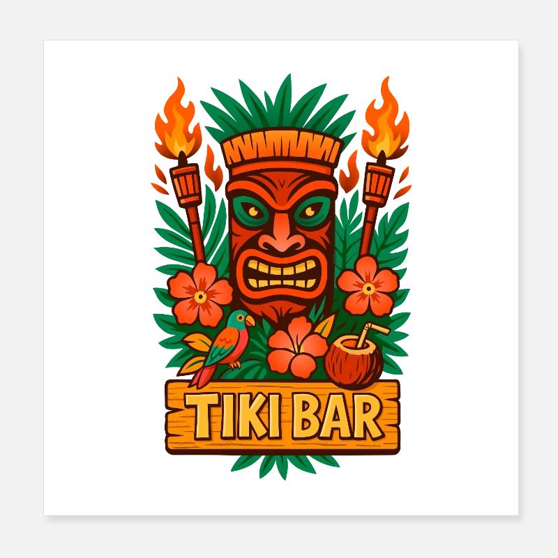 Tiki Bar Vibes - Tropical Style Poster 20 x 20 cm