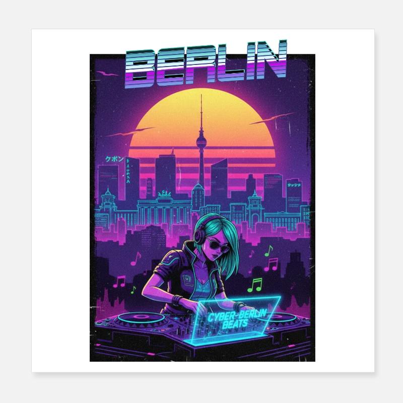 Berlin Cyber Punk Poster 20 x 20 cm
