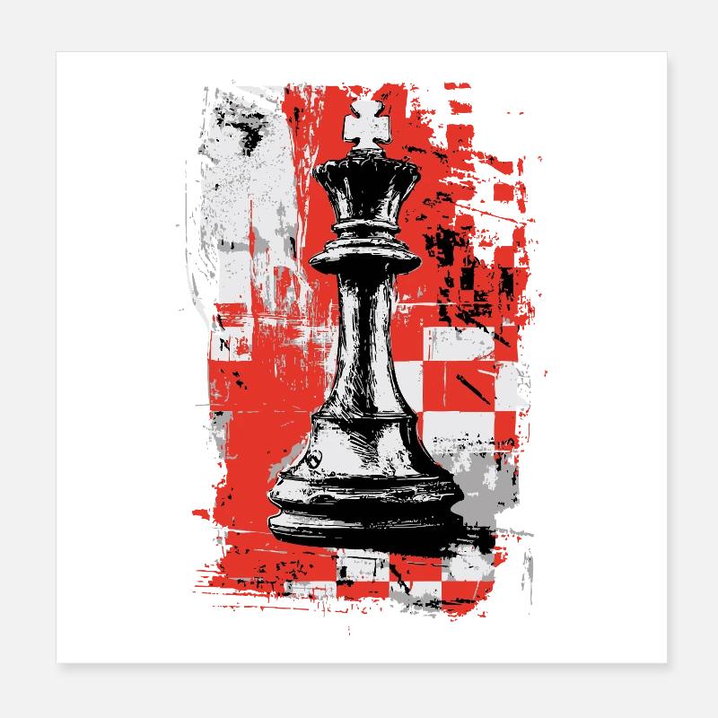 Chess King – Grunge Strategy Motif Poster 8" x 8" (20x20 cm)