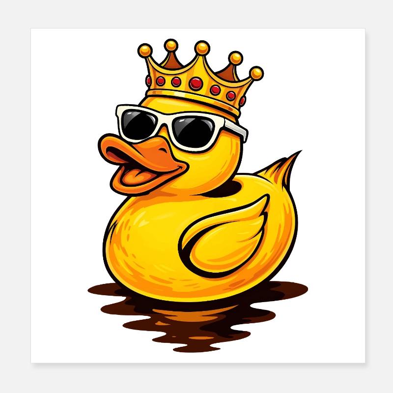 Coole Gummiente mit Krone und Sonnenbrille Poster 20x20 cm