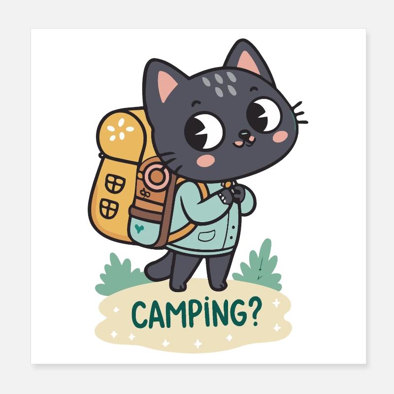 Cat Camper: Camping Adventure Poster 8" x 8" (20x20 cm)