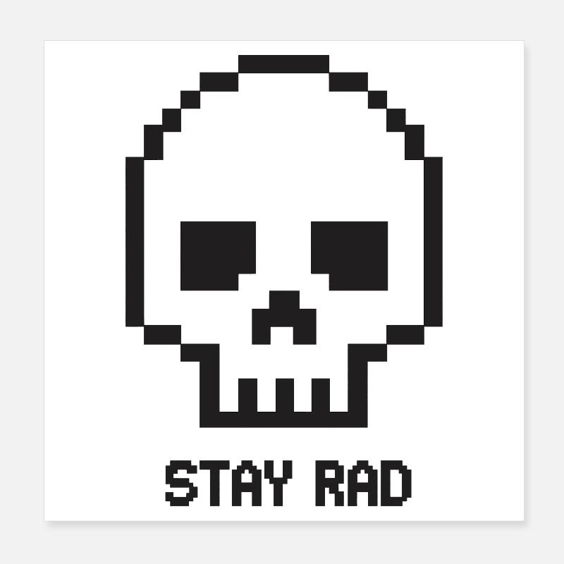 Pixel Skull Stay Wheel Poster 8" x 8" (20x20 cm)