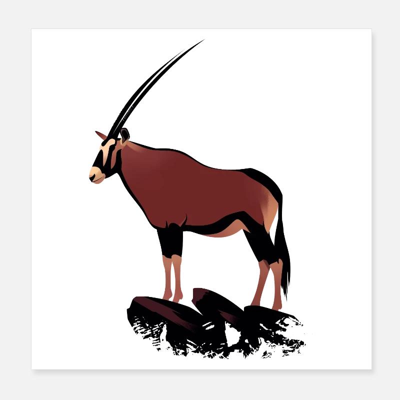 Oryx sur rochers Poster 20 x 20 cm