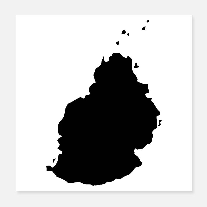 Mauritius-Karte - Poster 20x20 cm - Weiß