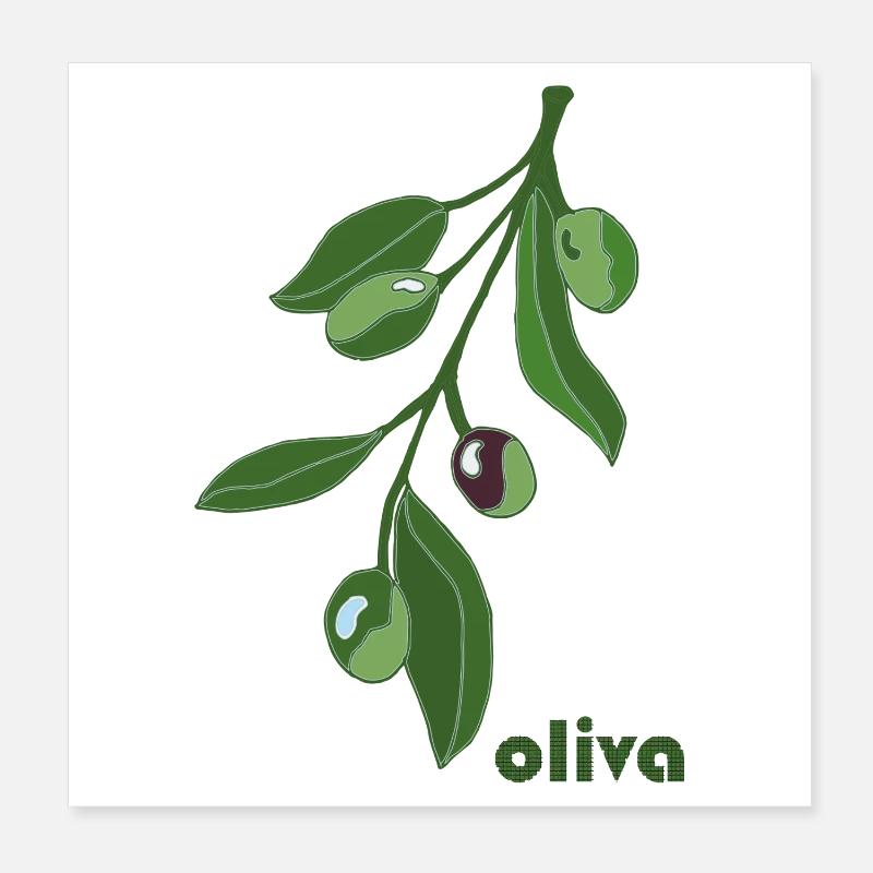 Olive Branch Graphic Green Poster 8" x 8" (20x20 cm)