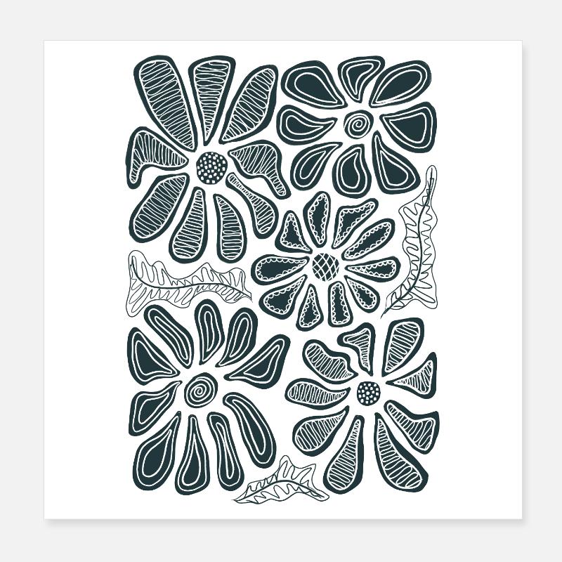 Doodle Daisy Bloom Blumen-Skizze Poster 20x20 cm