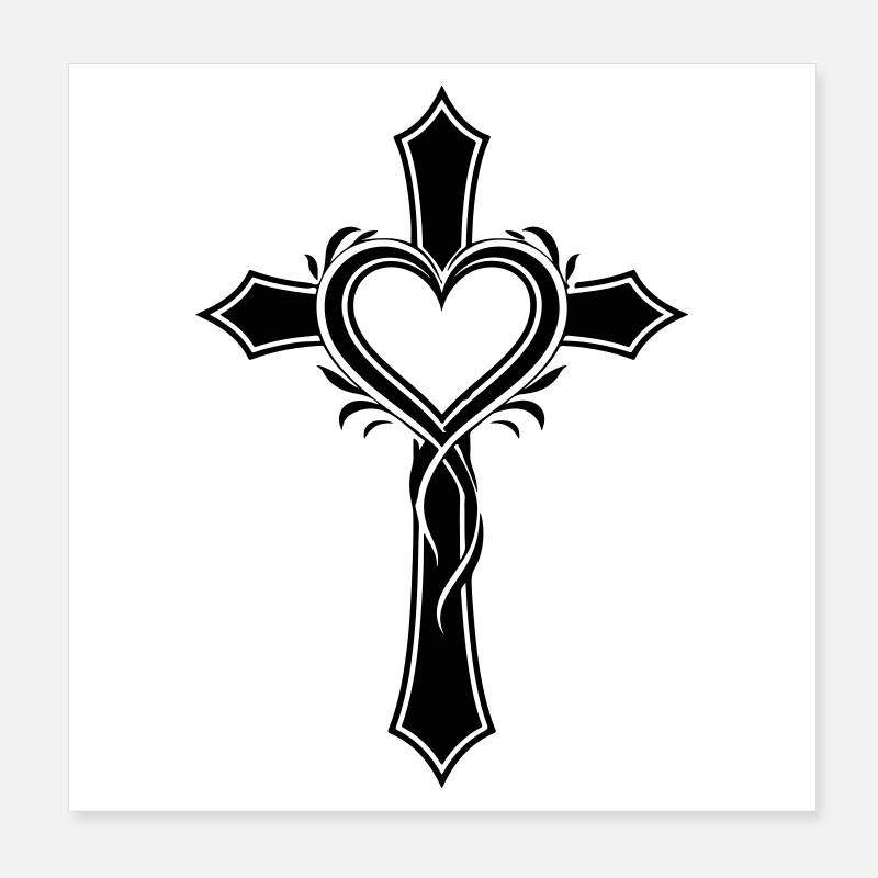 Jésus symbole de croix de cœur Poster 20 x 20 cm