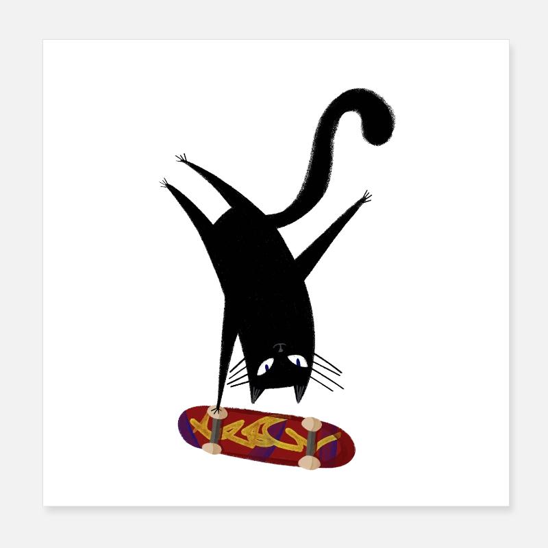 Skateboard pour chat Poster 20 x 20 cm