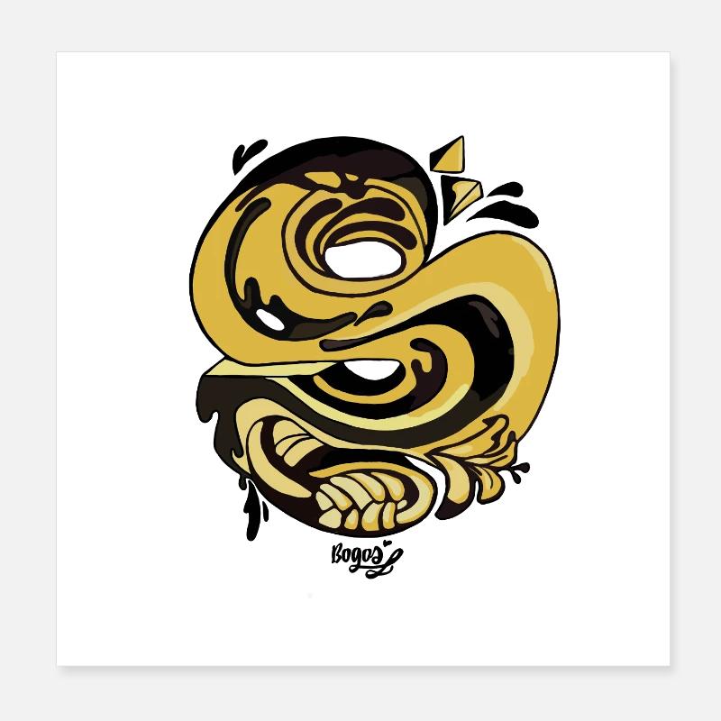 Serpent spiralé doré Poster 20 x 20 cm