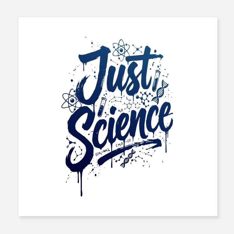 Just Science Blue Splash - Poster 20x20 cm - Weiß