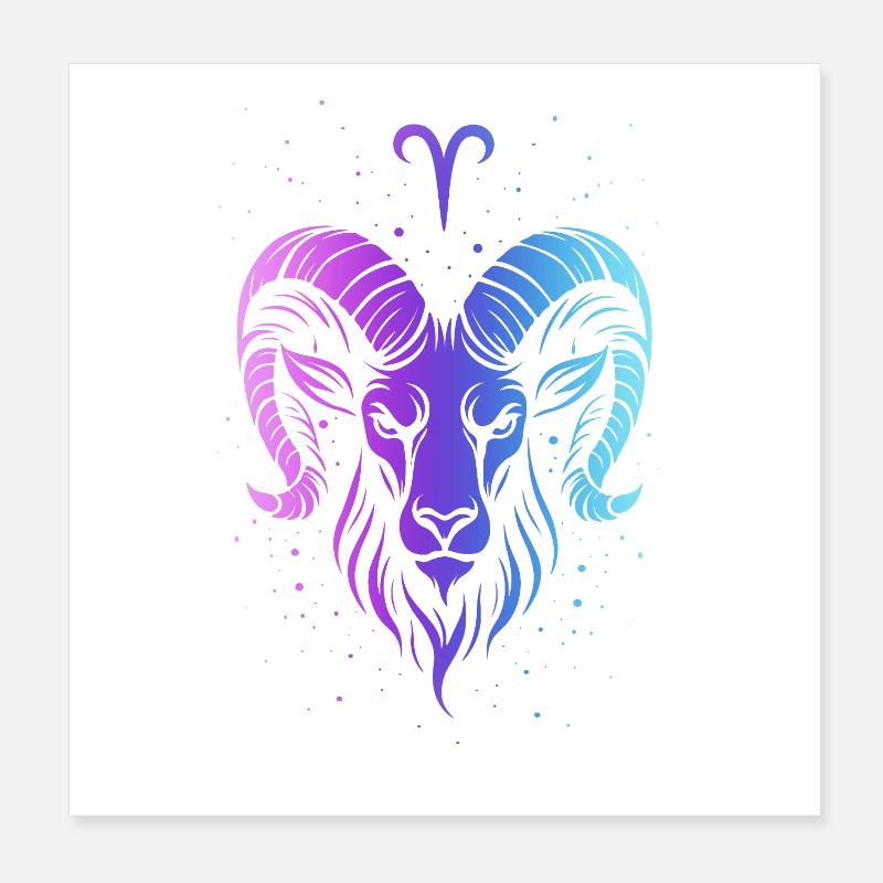 Widder: Neon-Tierkreisgeist Poster 20x20 cm