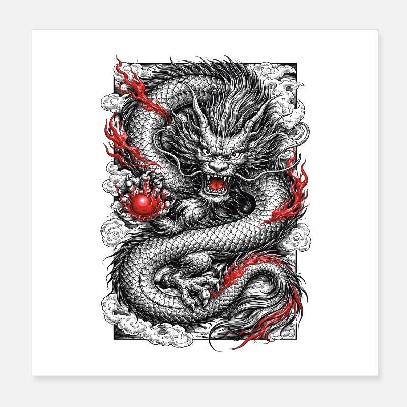 Chinese dragon Poster 8" x 8" (20x20 cm)