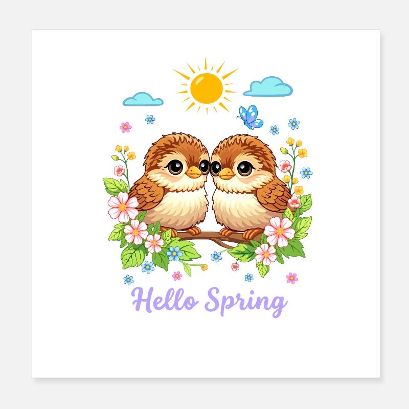 Oiseaux mignons Poster 20 x 20 cm