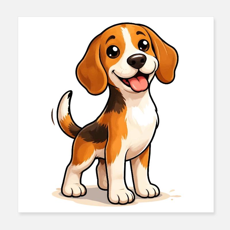 Beagle Dog : design mignon et amusant Poster 20 x 20 cm