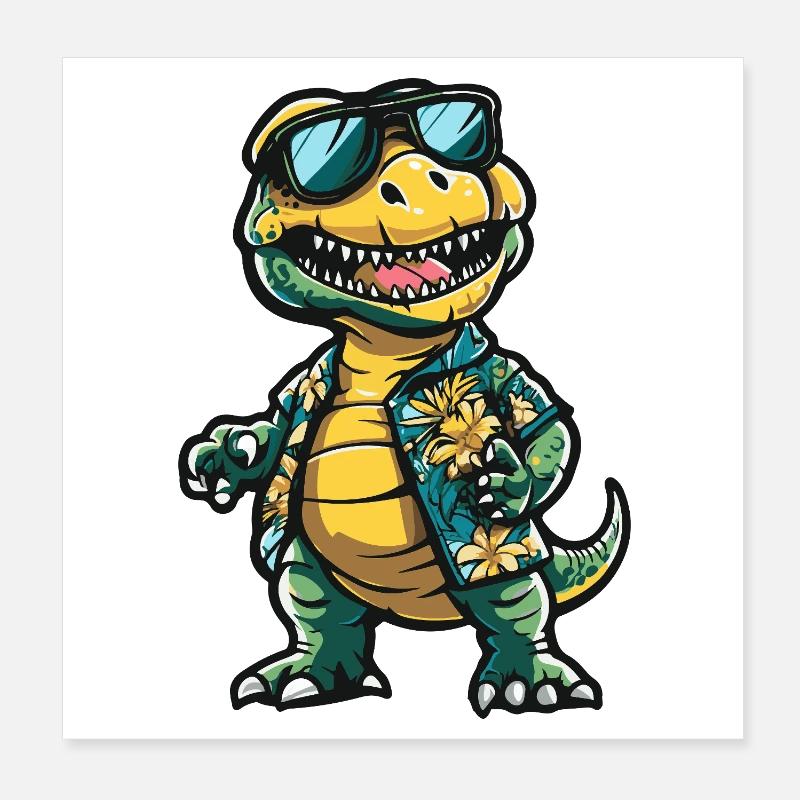 Dinosaurier T-Rex Comic Urlaub Poster 20x20 cm