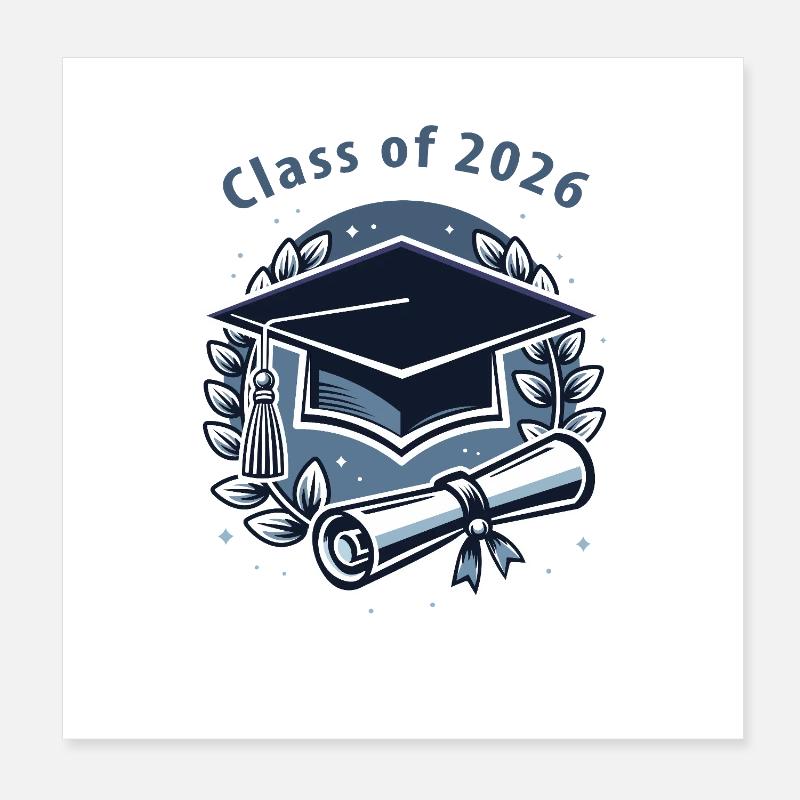 Graduate 2026 – diploma and hat Poster 8" x 8" (20x20 cm)