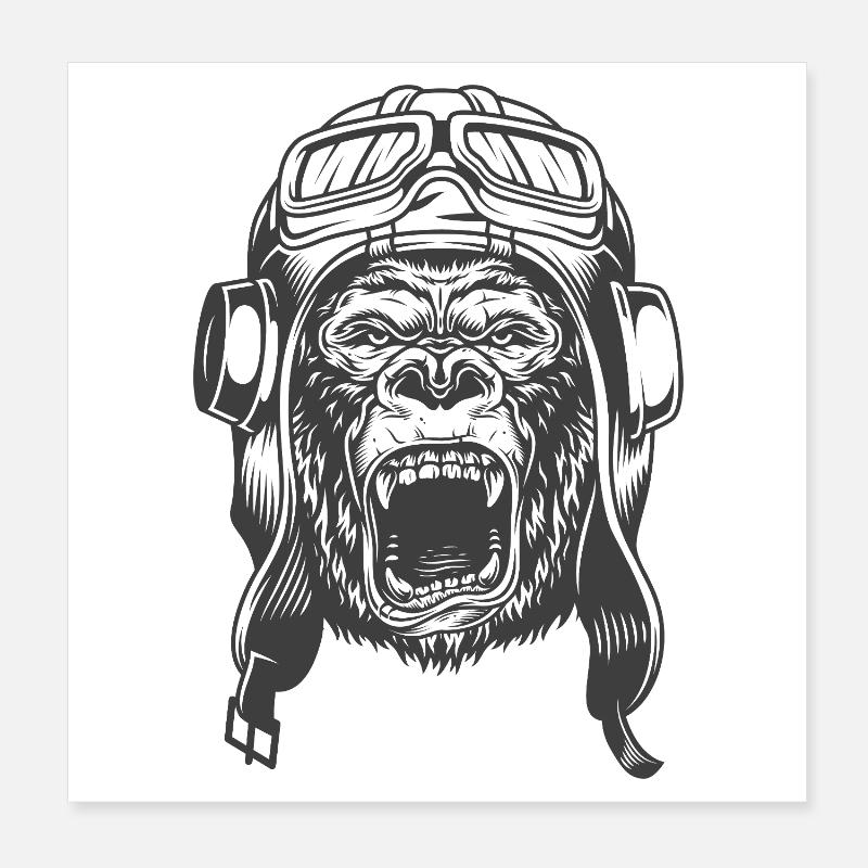 Gorilla Pilot Design Poster 20x20 cm