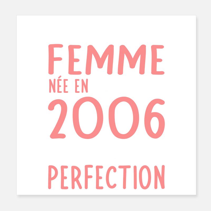 Anniversaire 20 ans - Née en Août 2006 Poster 20 x 20 cm