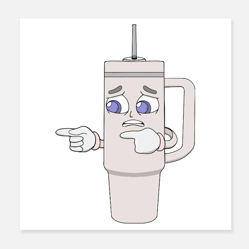 Besorgtes Shaker-Cup-Maskottchen Poster 20x20 cm