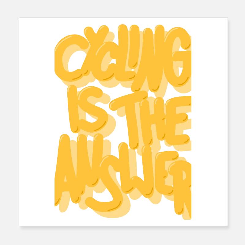 Le vélo est la réponse jaune Poster 20 x 20 cm