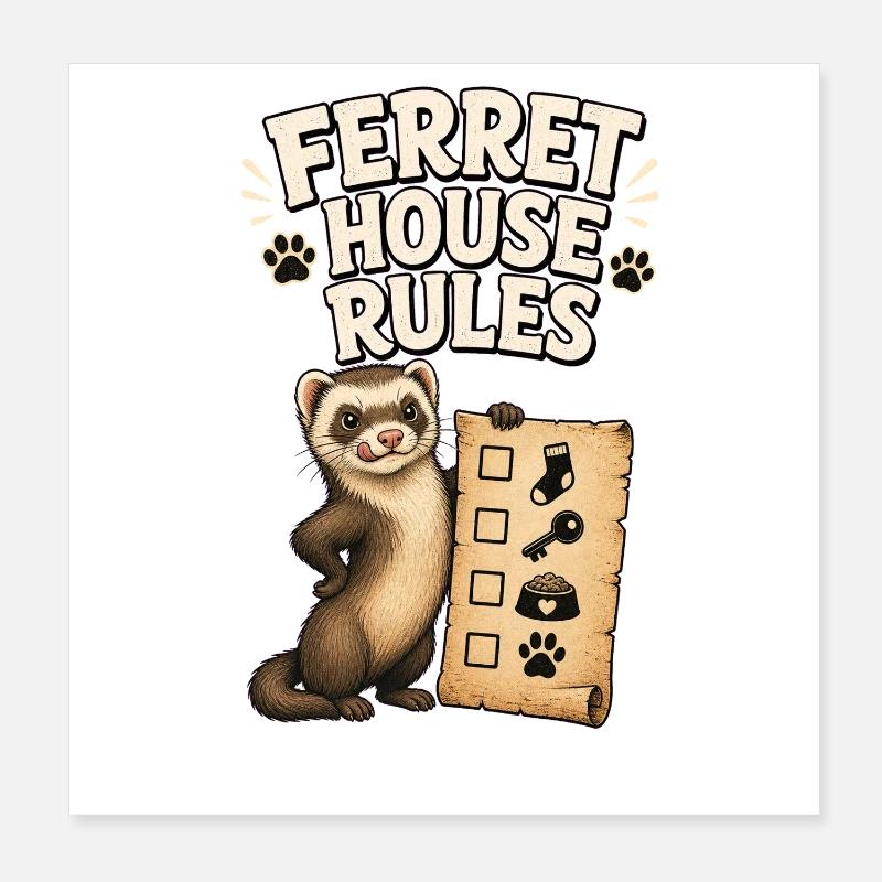 FERRET HOUSE RULES Checkliste Poster 20x20 cm