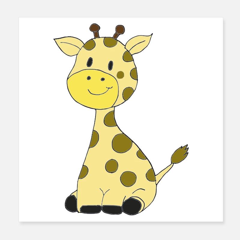 Kuschelige Giraffe Cartoon Poster 20x20 cm