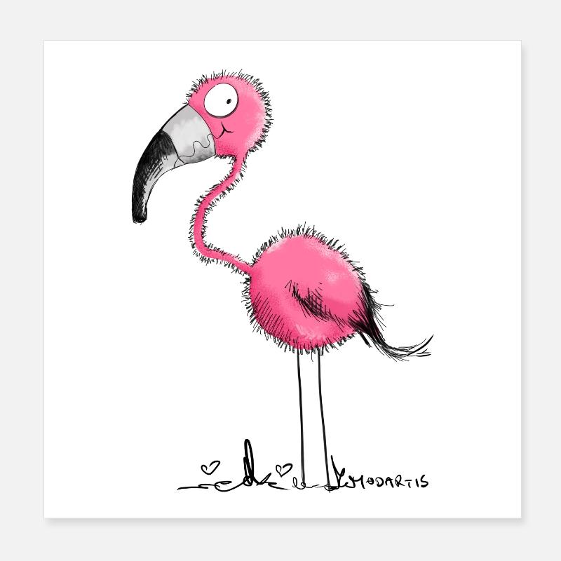 Pink Flamingo Poster 8" x 8" (20x20 cm)