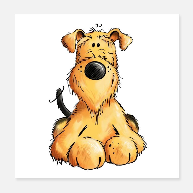 Pfiffiger Airedale Terrier - Welsh Terrier - Hund Poster 20x20 cm