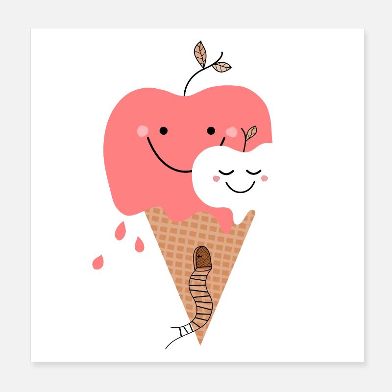 Happy Apple Icecream Poster 20x20 cm