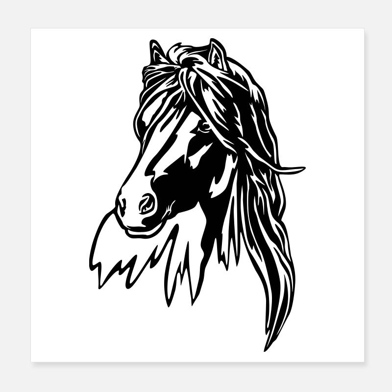Tête de cheval Poster 20 x 20 cm