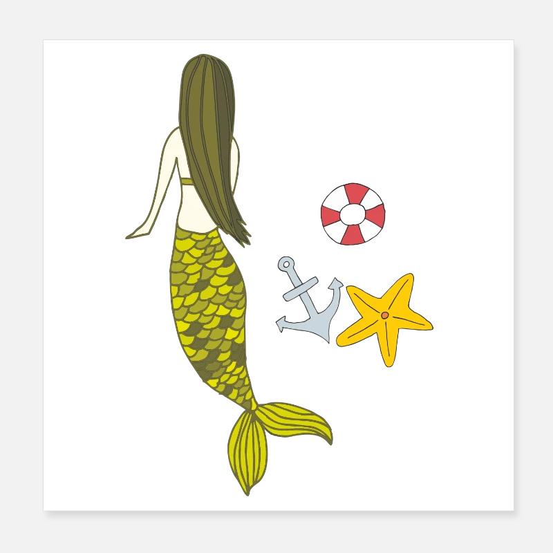 Mermaid Daylight Saving Time Poster 8" x 8" (20x20 cm)