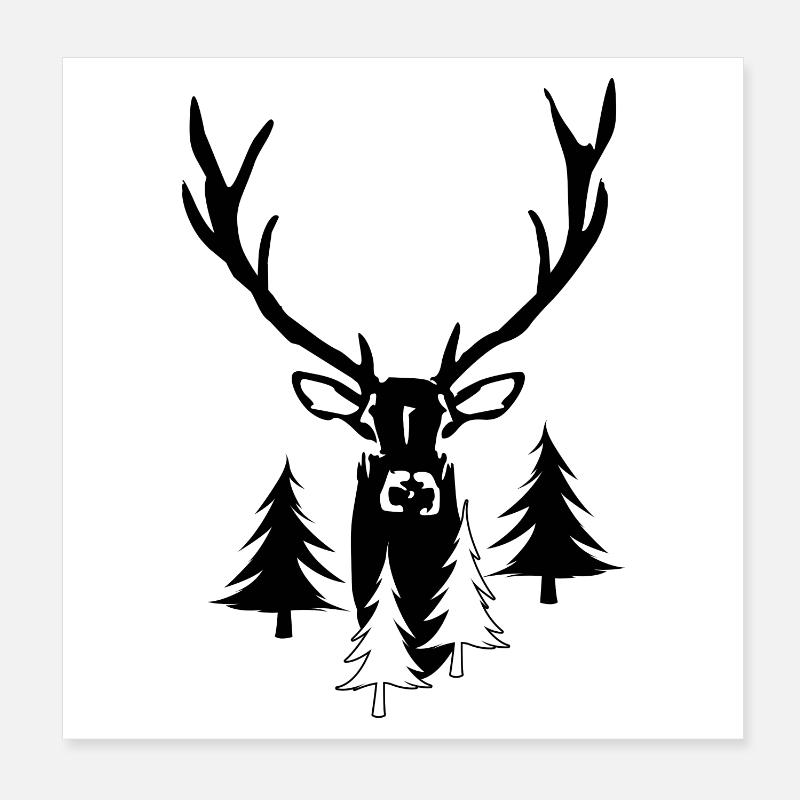 Proud Deer Trees Nature Poster 8" x 8" (20x20 cm)