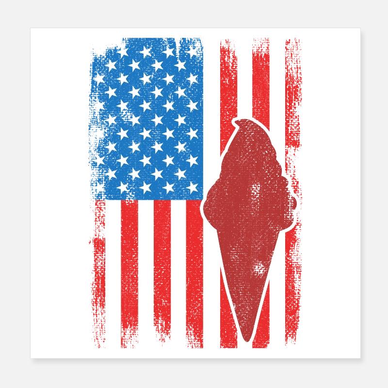 Eiscreme 4. Juli USA Poster 20x20 cm