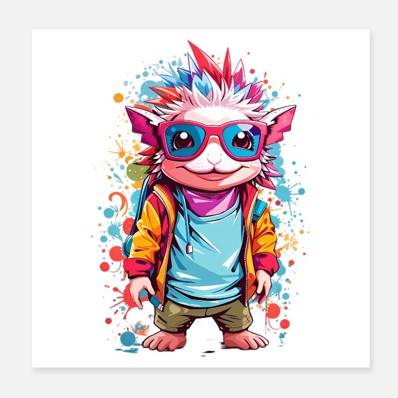 Cool Axolotl Poster 8" x 8" (20x20 cm)