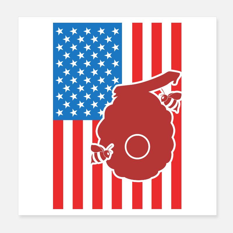 Beekeeping US Flag Poster 8" x 8" (20x20 cm)