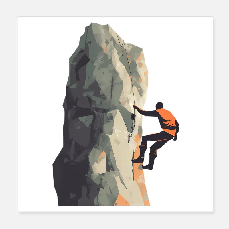 Climber on the rock face Poster 8" x 8" (20x20 cm)
