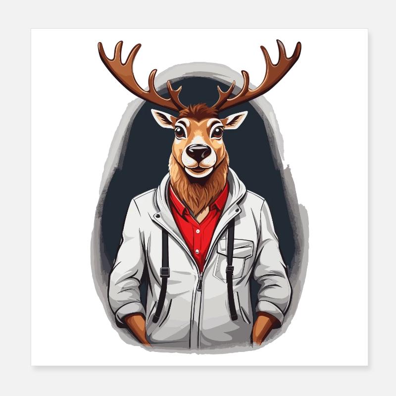 Coole Rentier Poster 20x20 cm