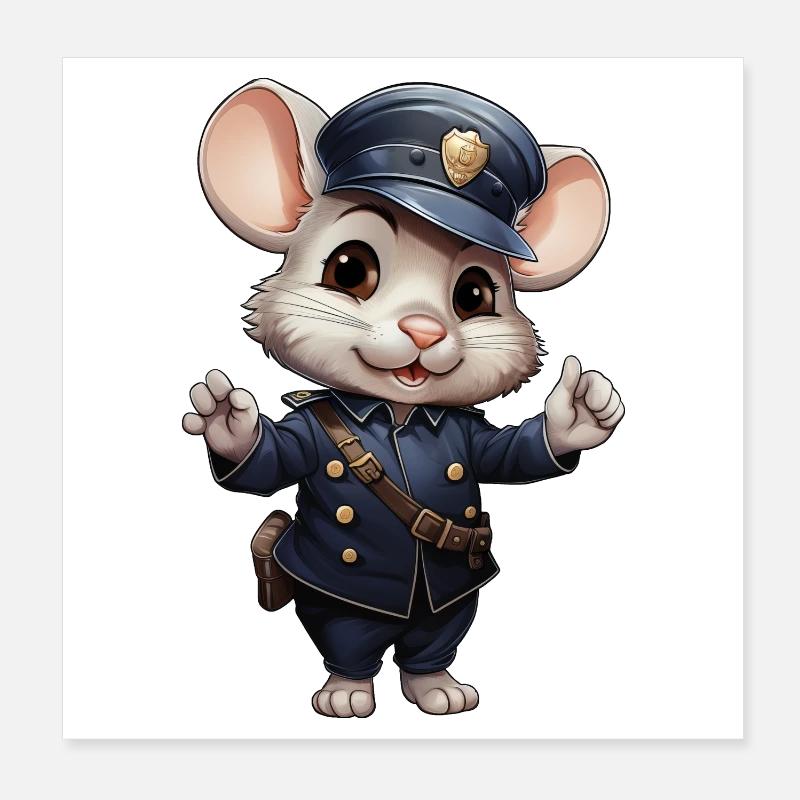 Mice Policewoman Poster 8" x 8" (20x20 cm)