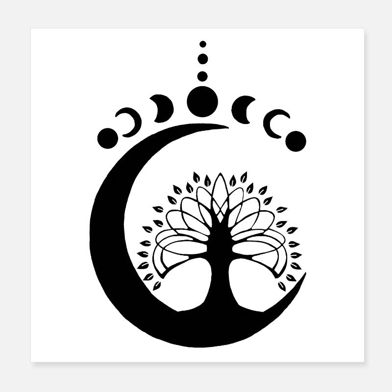 Black Lunar Tree Poster 8" x 8" (20x20 cm)