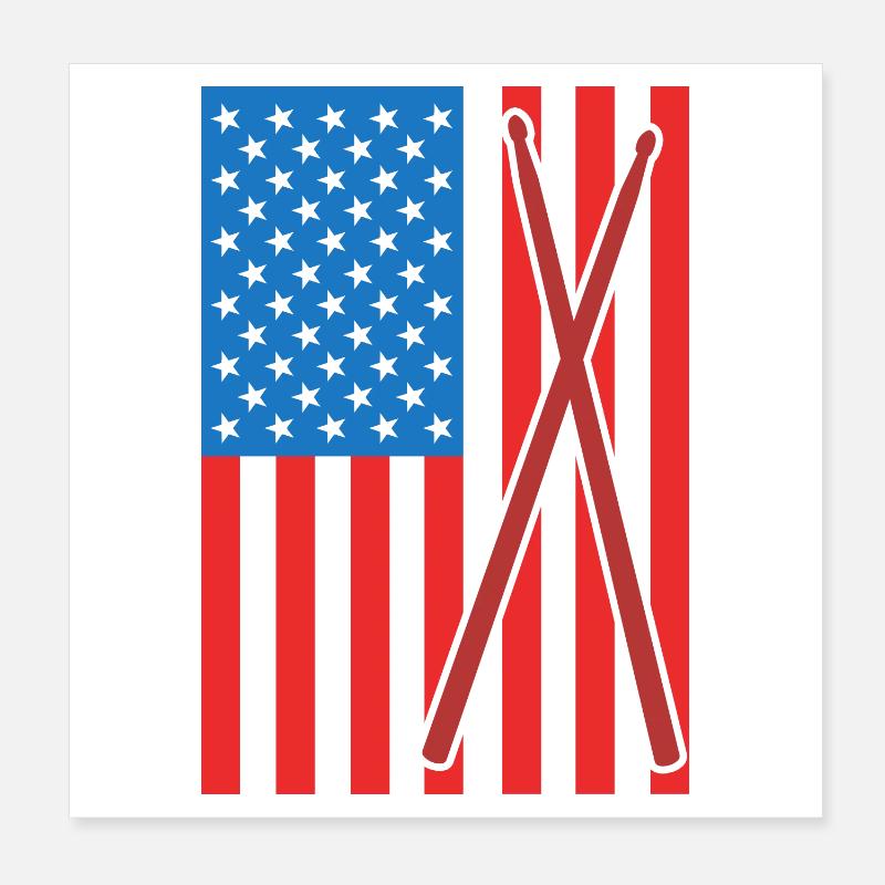 Patriotic U.S. drummer Poster 8" x 8" (20x20 cm)