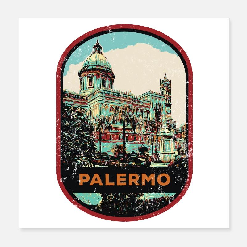 Sicilian Exploration: Authentic Palermo Poster 8" x 8" (20x20 cm)