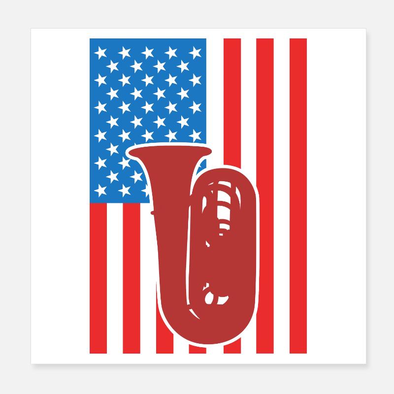 Tuba USA Drapeau Poster 20 x 20 cm