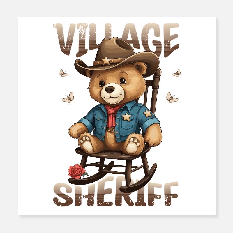 Bär der Dorf Sheriff Poster 20x20 cm