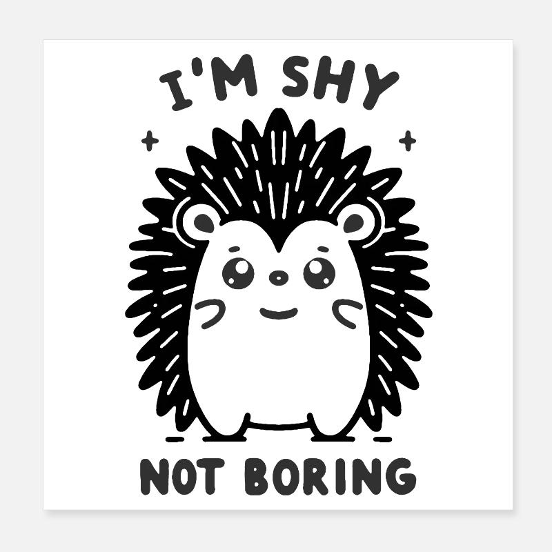 Shy Black Hedgehog Poster 8" x 8" (20x20 cm)