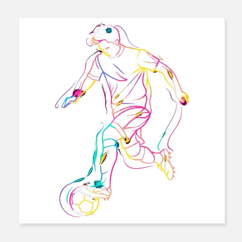 Soccer Player Line Art Poster 8" x 8" (20x20 cm)