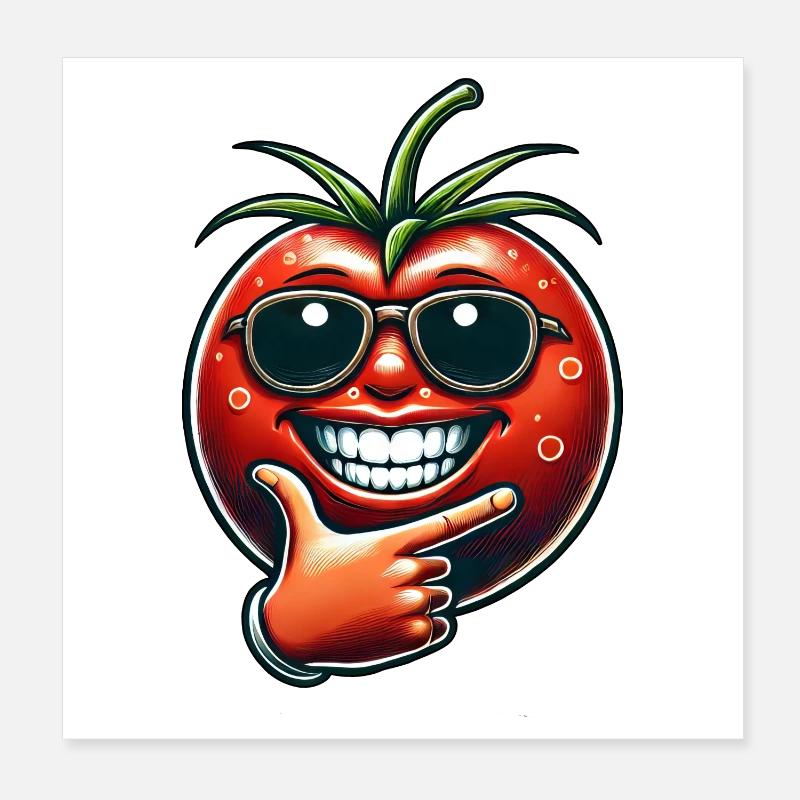 Cool Tomato Sunglasses Red Tomato Funny Poster 8" x 8" (20x20 cm)