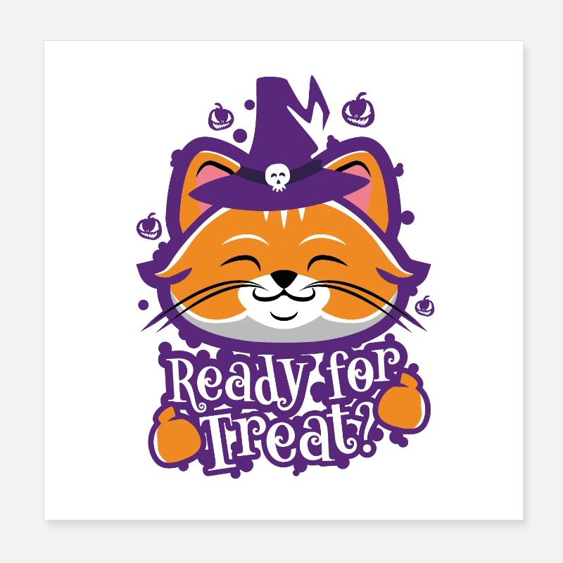 Cute Funny Halloween Kitty Poster 8" x 8" (20x20 cm)